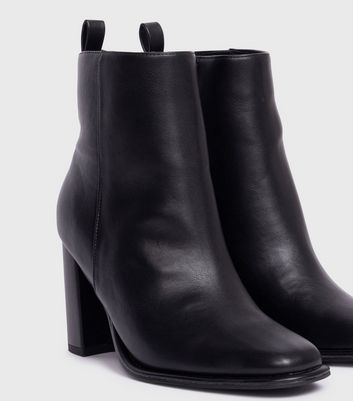 Black faux leather ankle booties hotsell