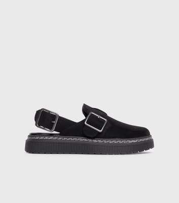 London Rebel Black Suedette Clogs