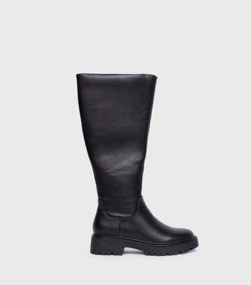 London Rebel Black Flat Knee High Boot