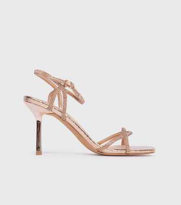 London Rebel Rose Gold Strappy Heeled Sandals