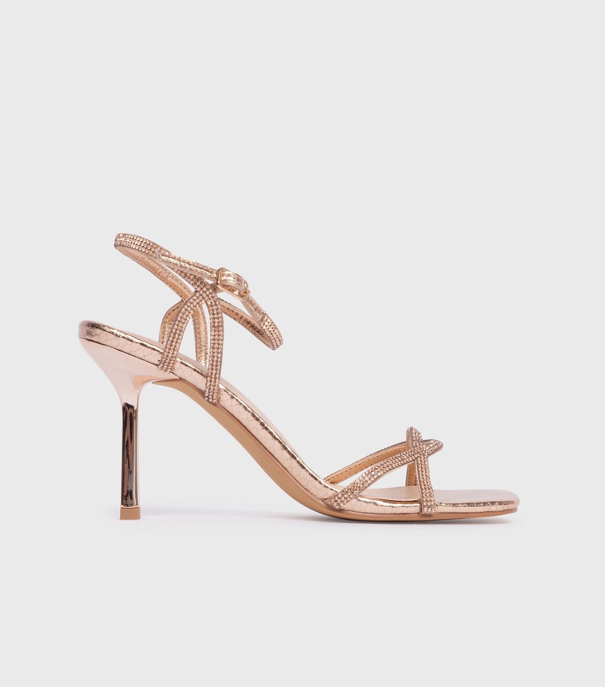 Women's Rose Gold Strappy Heeled Sandals London Rebel New Look