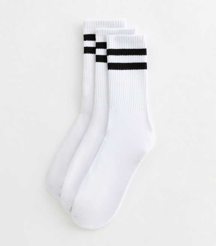Mens 3 Pack Of White Stripe Socks