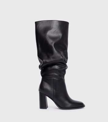 London Rebel Black Slouch Knee High Boots