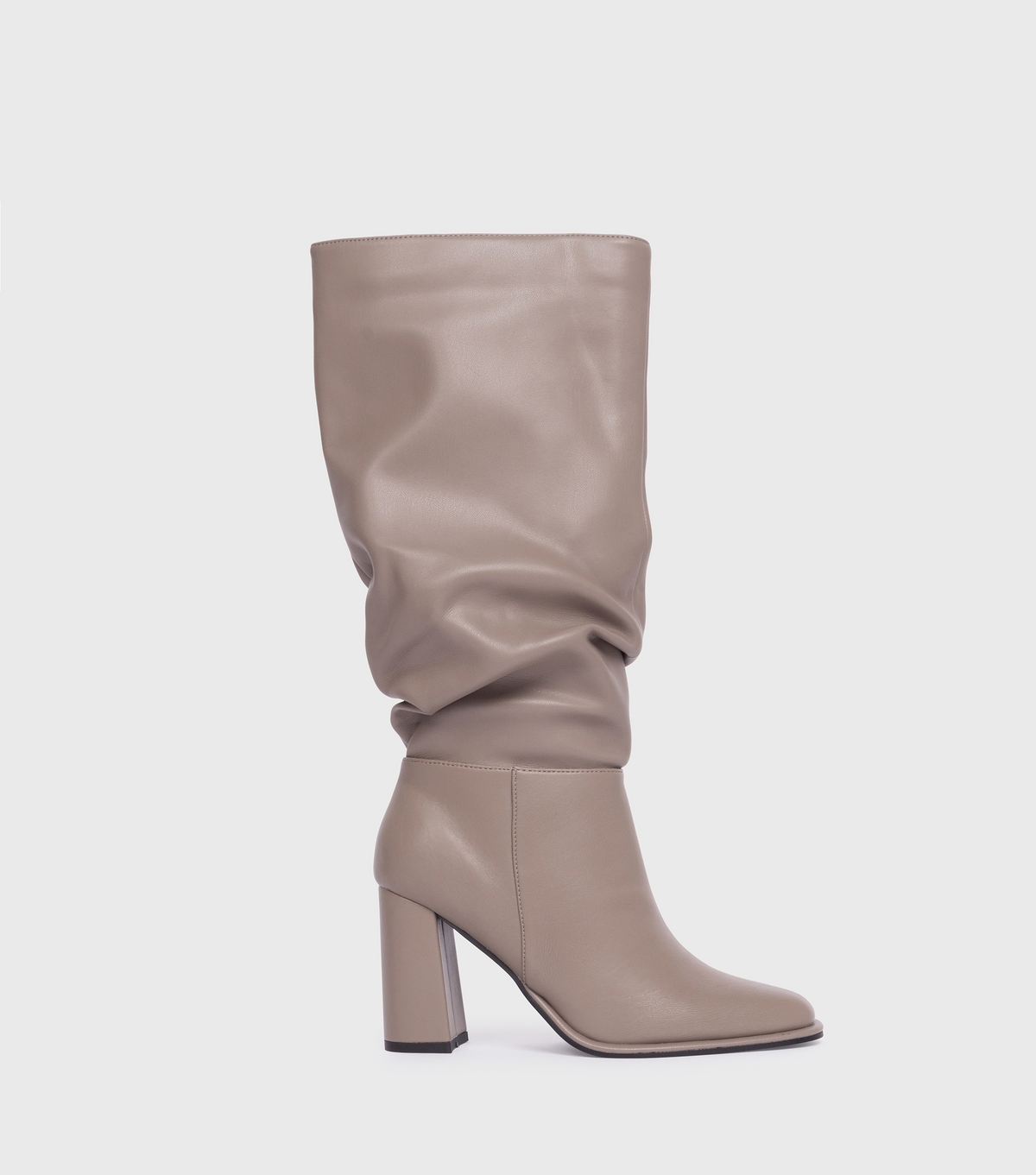 Women's Greige Slouch Knee High Boots London Rebel New Look