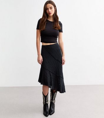 Ela Black – Viscose Asymmetric Midi Skirt main image 0