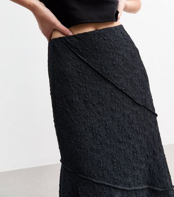 Black Lace Asymmetric Midi Skirt New Look