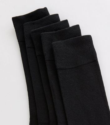 Men's Pack Of 5 Black Socks New Look