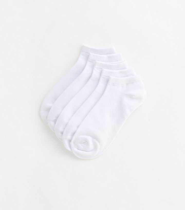 Mens Pack Of 5 White Trainer Liner Socks
