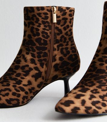 Leopard print boots kitten heel best sale