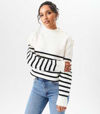 Gini London Cream Striped Oversized Jumper 