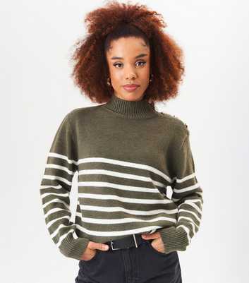 Gini London Green Striped Oversized Jumper 