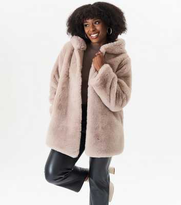 Gini London Dusty Pink Faux Fur Jacket