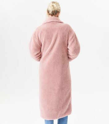 Missguided pink teddy coat best sale