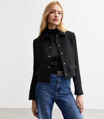 Black Bouclè Cropped Jacket