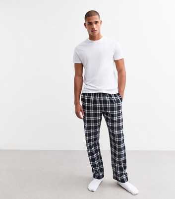 Black Regular Checked Flannel Pyjama Bottoms 