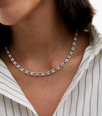 Silver Tone Diamanté Tennis Necklace