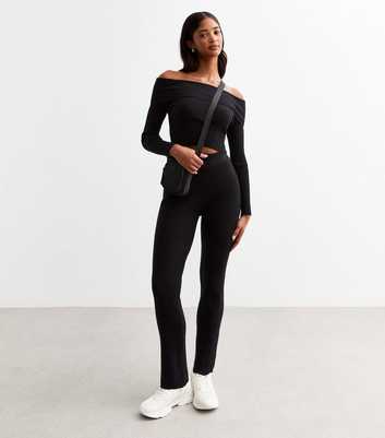 Cameo Rose Black Rib Knit Trousers