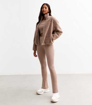 Cameo Rose Mink Rib Knit Trousers