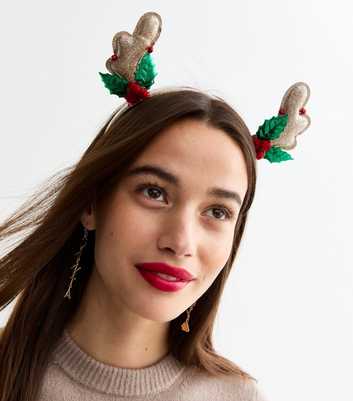 Gold Christmas Reindeer Headband