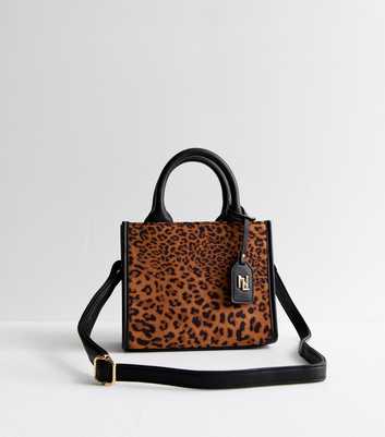 Brown Leopard Print Mini Tote Bag