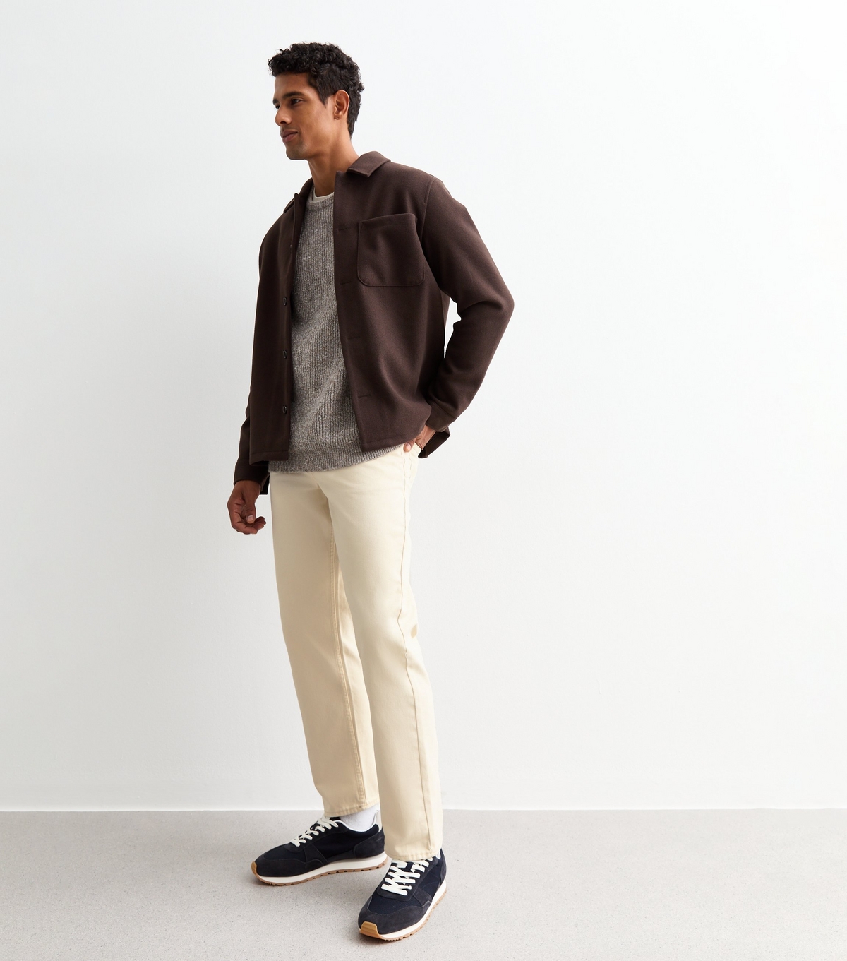 Men's Off White Relaxed Jeans New Look