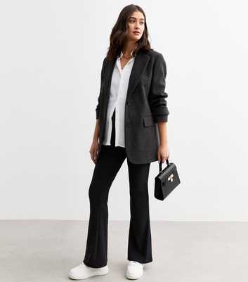 Maternity Black Rib Jersey Flared Trousers