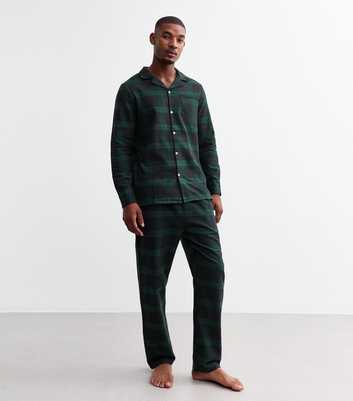 Green Checked Brushed Cotton Pyjama Set