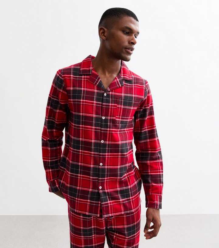 Men Red And Black Pajama Set Red And Black Plaid Red Buffalo Check