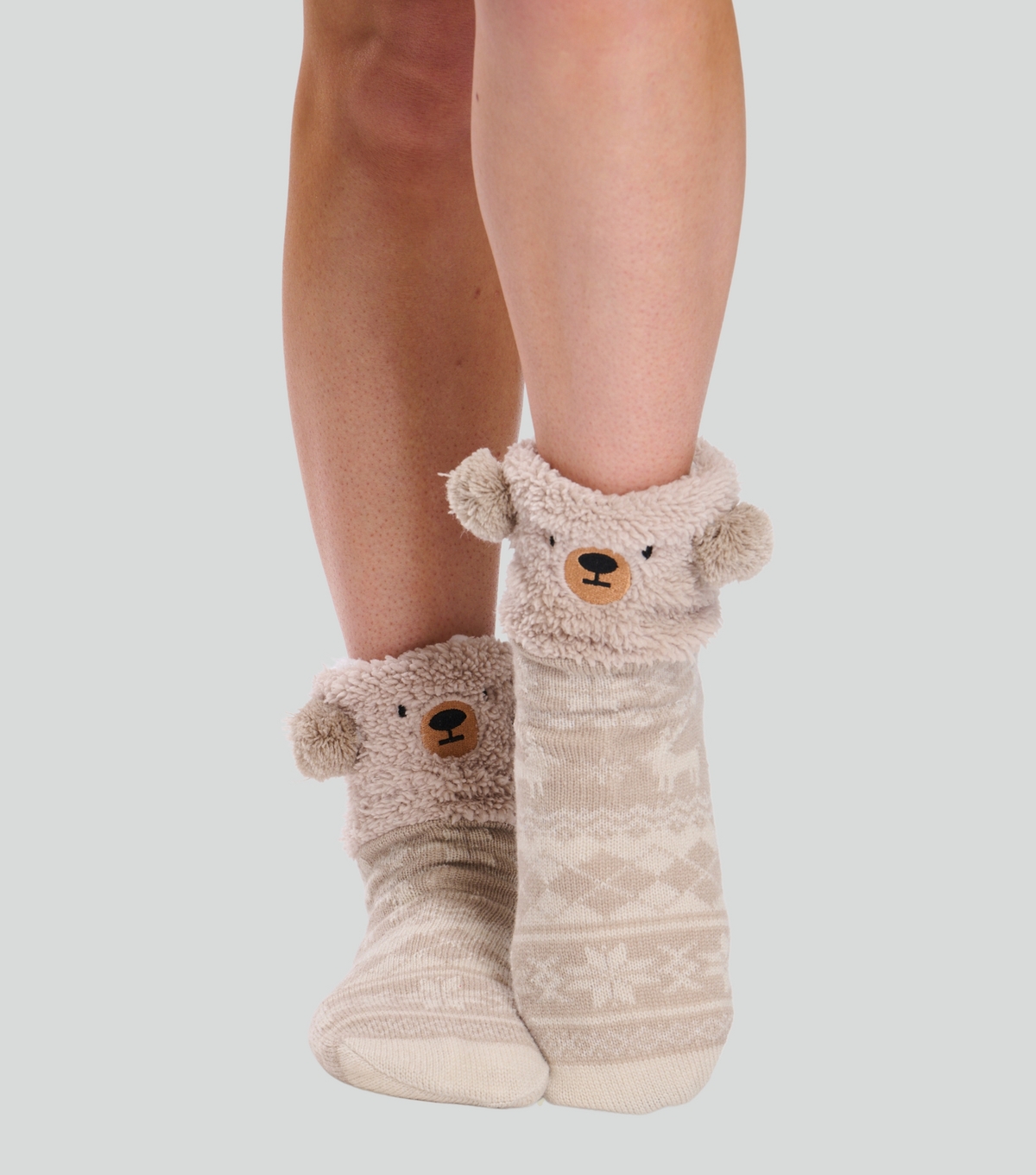 Brown Teddy Fair Isle Fleece Socks Loungeable New Look