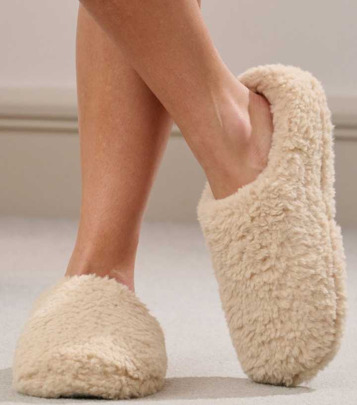 Loungeable Cream Fluffy Mule Slippers