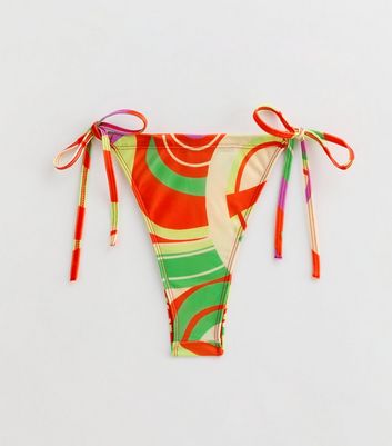 Gini London Multicoloured Swirl Print Bikini Bottoms New Look