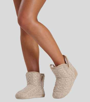 Loungeable Brown Cable Knit Slippers