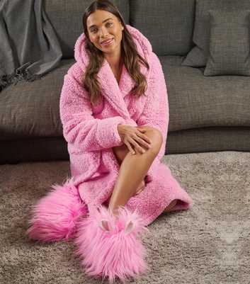 Loungeable Pink Rabbit Faux Fur Slippers