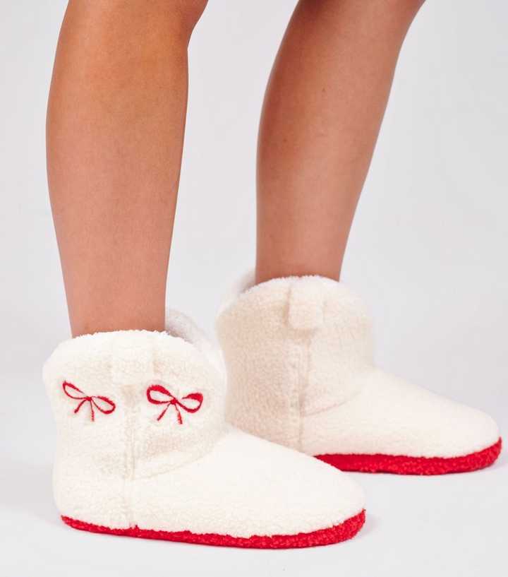 Loungeable Cream Cowboy Boot Borg Slippers