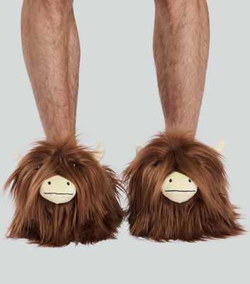 Loungeable Brown Highland Cow Slippers