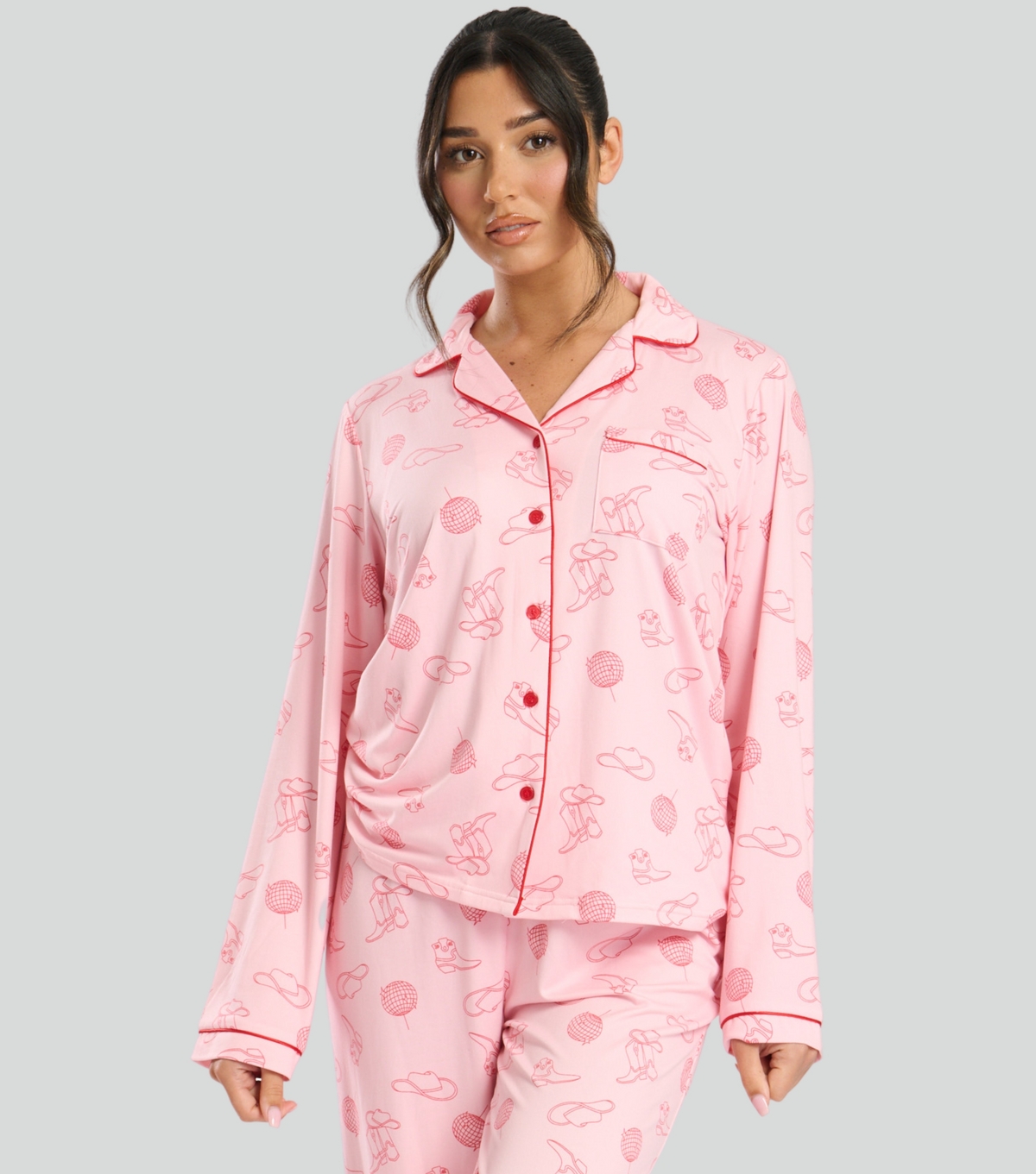 Women's Pink Cowboy Pyjama Set Loungeable New Look