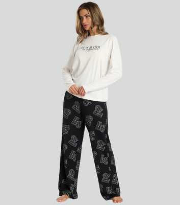 Loungeable Off White Life Is Better In PJs Pyjama Set