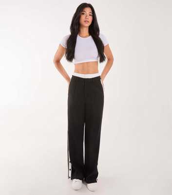 Pink Vanilla Black Boxer Detail Wide Leg Popper Trousers