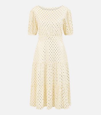 Mela Off White Foil Midi Dress New Look