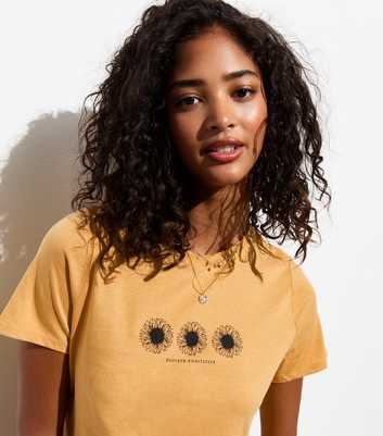 Yellow Sunflower Print Cotton T-Shirt