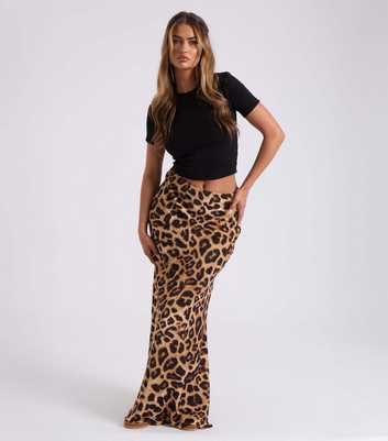 Urban Bliss Brown Leopard Print Bias Cut Maxi Skirt