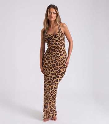 Urban Bliss Brown Leopard Print Chiffon Beach Dress