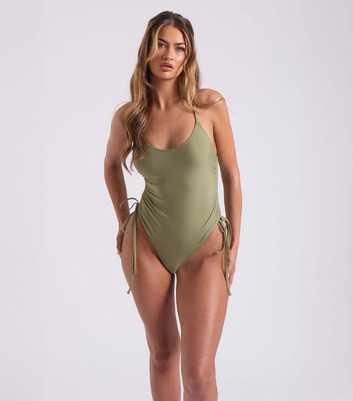 Urban Bliss Green Tummy Control Ruched Swimsuit 