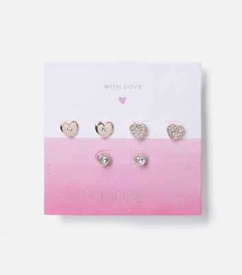 Muse 3 Pack Silver Tone Heart Earrings