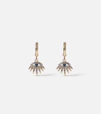 Freedom Gold-Tine Crystal Eye Charm Drop Earrings