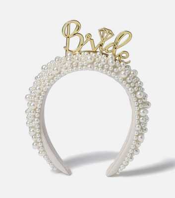 Muse White Bride Faux Pearl Headband