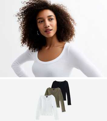 3 Pack of Long Sleeve Scoop Neck Tops