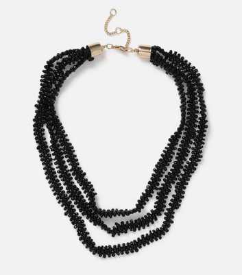 Muse Black 3-Row Beaded Necklace