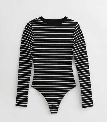 Petite Black Striped Rib Jersey Bodysuit