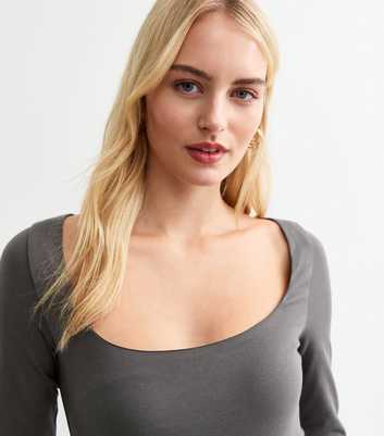 Tall Grey Scoop Neck Bodysuit 